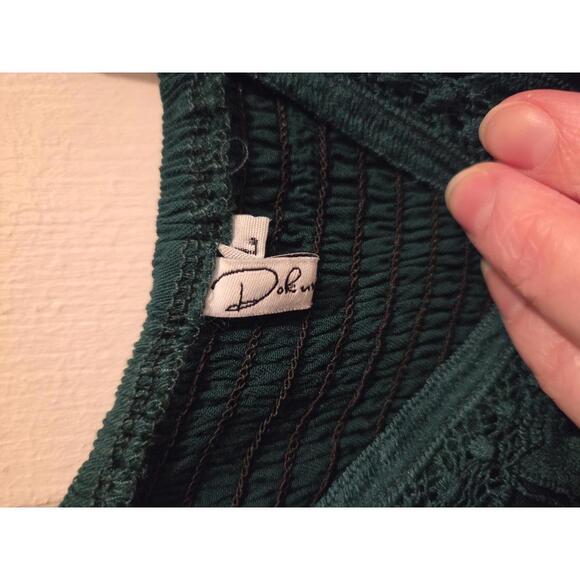 Women's Dark Green Maxi Dress with Lace Bodice - Picture 5 of 10